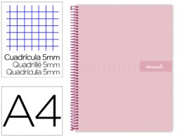 Cuaderno espiral Liderpapel Crafty A4 tapa extradura 120h 90g c/5mm. color rosa
